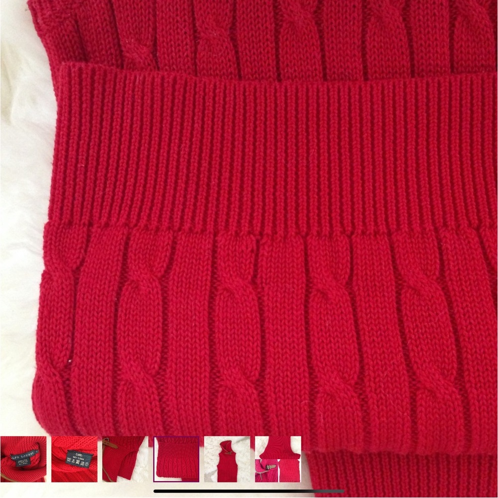 Ralph Lauren Blue Label Red Knit 100% Cotton Turtleneck Sleeveless Sweater - Picture 6 of 7
